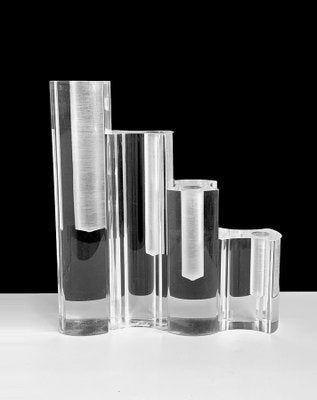 Mid-Century Modern Italian Crystal Acrylic Glass Vases from Guzzini, 1970s, Set of 4-JDR-1125515