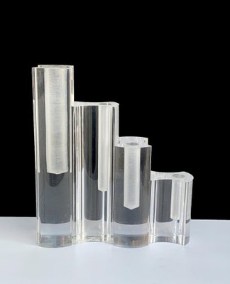 Mid-Century Modern Italian Crystal Acrylic Glass Vases from Guzzini, 1970s, Set of 4-JDR-1125515