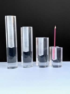 Mid-Century Modern Italian Crystal Acrylic Glass Vases from Guzzini, 1970s, Set of 4-JDR-1125515