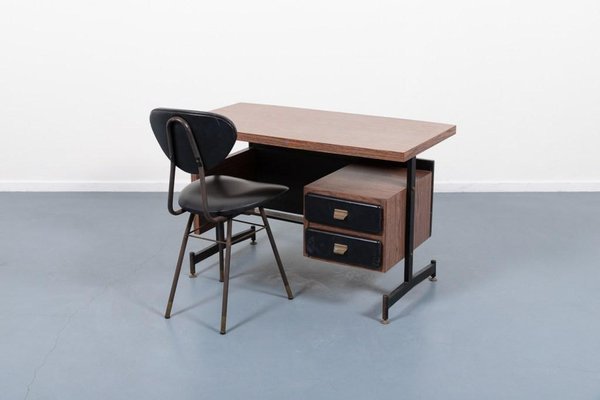 Mid-Century Modern Italian Desk & Chair, 1960s, Set of 2-KMC-1610089