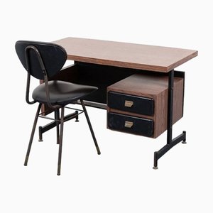 Mid-Century Modern Italian Desk & Chair, 1960s, Set of 2-KMC-1610089