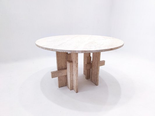 Mid-Century Modern Italian Dining Table in Travertine, 1970s-FGA-1249624