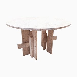 Mid-Century Modern Italian Dining Table in Travertine, 1970s-FGA-1249624