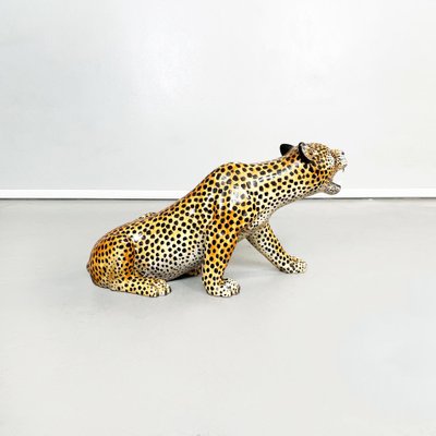 Mid-Century Modern Italian Feline Animal Cheetah Ceramic Statue, 1960s-GDD-1354956