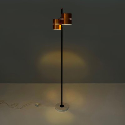 Mid-Century Modern Italian Floor Lamp in Copper, Black Metal and Marble, 1960s-GDD-1803442