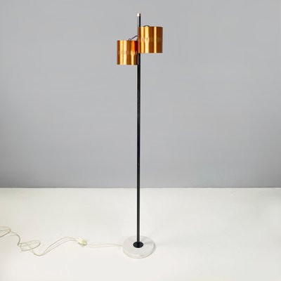 Mid-Century Modern Italian Floor Lamp in Copper, Black Metal and Marble, 1960s-GDD-1803442