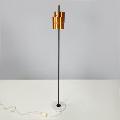 Mid-Century Modern Italian Floor Lamp in Copper, Black Metal and Marble, 1960s-GDD-1803442