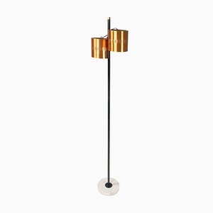 Mid-Century Modern Italian Floor Lamp in Copper, Black Metal and Marble, 1960s-GDD-1803442