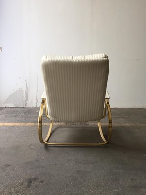 Mid-Century Modern Italian Gilt Metal Rocking Chair with Original Fabric Cushion by Guido Faleschini, 1970s-DHH-932890