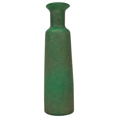 Mid-Century Modern Italian Green Scavo Glass Vase with Matte Finish, 1960s-GDD-1097236