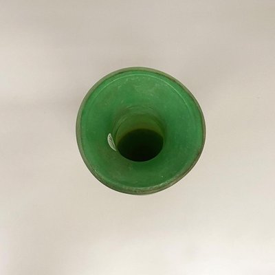 Mid-Century Modern Italian Green Scavo Glass Vase with Matte Finish, 1960s-GDD-1097236