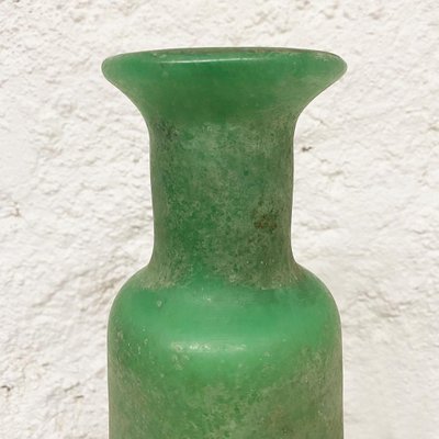 Mid-Century Modern Italian Green Scavo Glass Vase with Matte Finish, 1960s-GDD-1097236