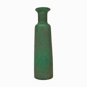 Mid-Century Modern Italian Green Scavo Glass Vase with Matte Finish, 1960s-GDD-1097236