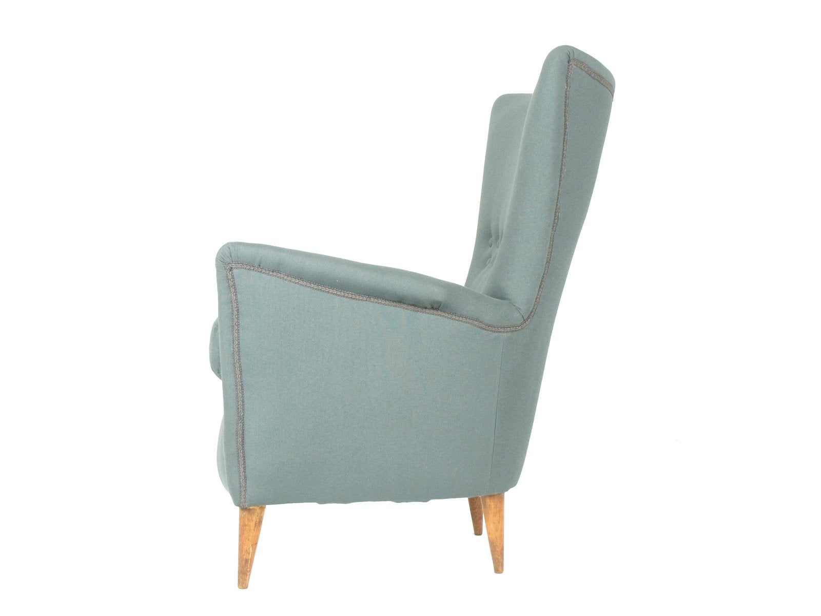 Mid-Century Modern Italian Grey Fabric and Wood Chair, 1950s