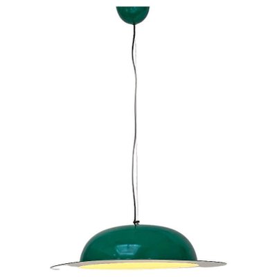 Mid-Century Modern Italian Hat-Shaped Green Metal Chandelier, 1970s-GDD-1097147