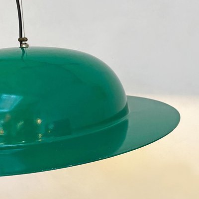 Mid-Century Modern Italian Hat-Shaped Green Metal Chandelier, 1970s-GDD-1097147