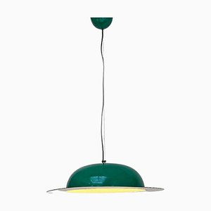 Mid-Century Modern Italian Hat-Shaped Green Metal Chandelier, 1970s-GDD-1097147