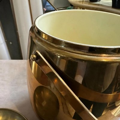 Mid-Century Modern Italian Ice Bucket in Brass, 1960s-NMK-2043744