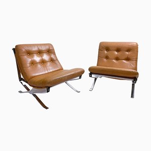 Mid-Century Modern Italian Leather Armchairs from MIM Roma, 1960s, Set of 2-FGA-1421050