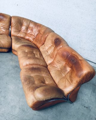 Mid-Century Modern Italian Leather Sectional Sofa by Ipe, Italy, 1970s, Set of 5-RQV-1189009