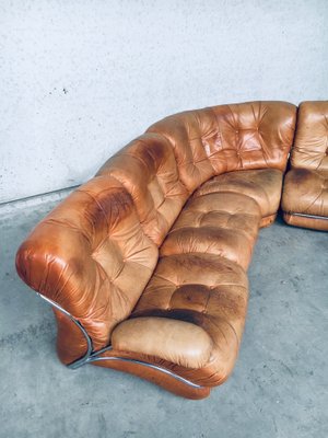 Mid-Century Modern Italian Leather Sectional Sofa by Ipe, Italy, 1970s, Set of 5-RQV-1189009