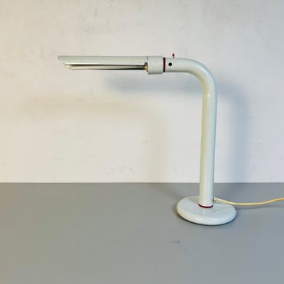 Mid-Century Modern Italian Metal Table Lamp in White and Red Details, 1970s-GDD-1097063