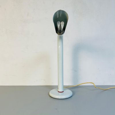 Mid-Century Modern Italian Metal Table Lamp in White and Red Details, 1970s-GDD-1097063