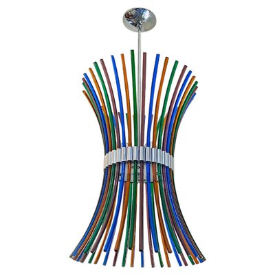 Mid-Century Modern Italian Multi Colored Murano Chandelier with Curved Rods, 1970s-GDD-1097206