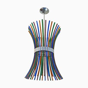 Mid-Century Modern Italian Multi Colored Murano Chandelier with Curved Rods, 1970s-GDD-1097206