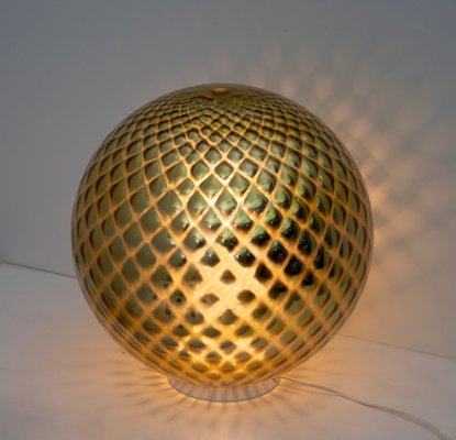 Mid-Century Modern Italian Murano Glass & Gold Diamond Table Lamp, 1970s-FER-951263