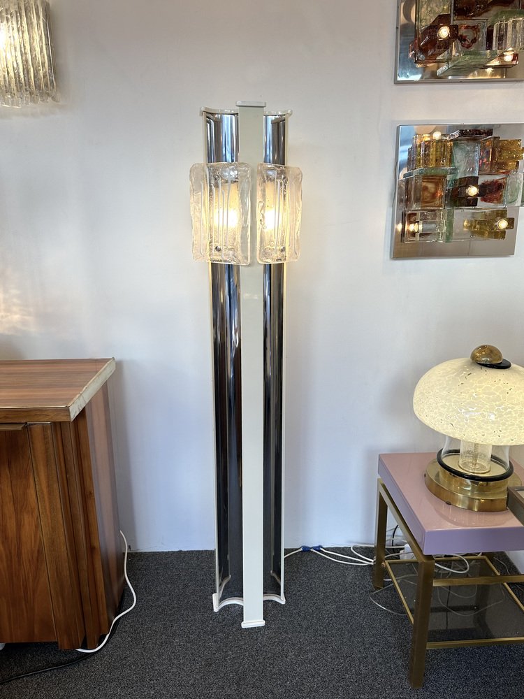 Mid-Century Modern Italian Murano Glass Metal Floor Lamp by Angelo Brotto for Esperia, 1970s