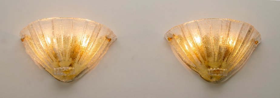 Mid-Century Modern Italian Murano Glass Sconces from Barovier & Toso, 1960s, Set of 2-FER-698888