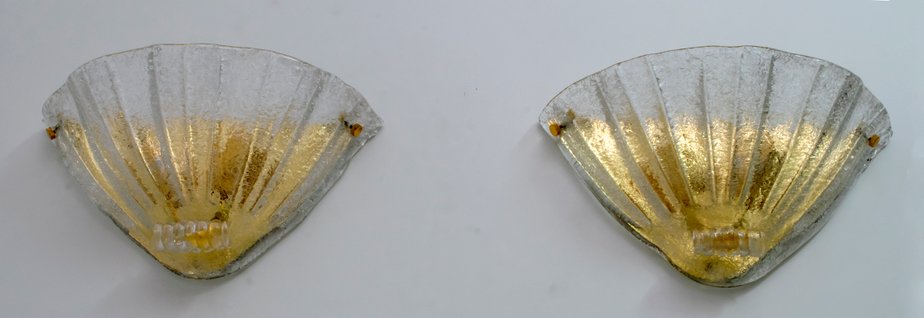 Mid-Century Modern Italian Murano Glass Sconces from Barovier & Toso, 1960s, Set of 2-FER-698888