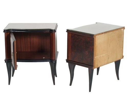 Mid-Century Modern Italian Nightstands in Burl Walnut by Vittorio Dassi, 1950s, Set of 2-NJV-749278