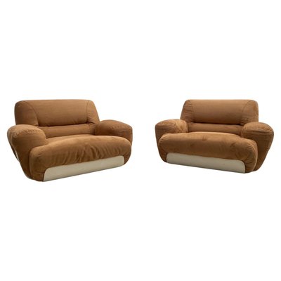 Mid-Century Modern Italian Nubuck Lounge Chairs in Leather, 1970s-FGA-1230020