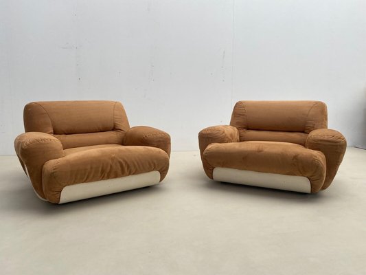 Mid-Century Modern Italian Nubuck Lounge Chairs in Leather, 1970s-FGA-1230020