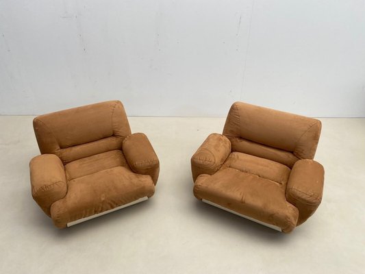 Mid-Century Modern Italian Nubuck Lounge Chairs in Leather, 1970s-FGA-1230020