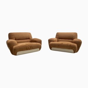 Mid-Century Modern Italian Nubuck Lounge Chairs in Leather, 1970s-FGA-1230020