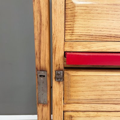 Mid-Century Modern Italian Office Filing Cabinet in Wood and Red Metal, 1940s-GDD-1797791