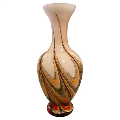 Mid-Century Modern Italian Orange and Brown Glass Vase by Carlo Moretti, 1970s-NMK-1305178