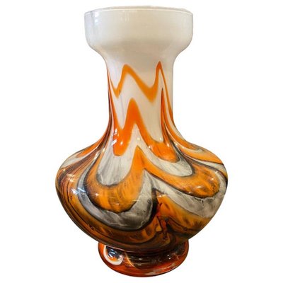 Mid-Century Modern Italian Orange and Gray Opaline Glass Vase, 1970s-NMK-1158495