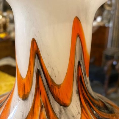 Mid-Century Modern Italian Orange and Gray Opaline Glass Vase, 1970s-NMK-1158495