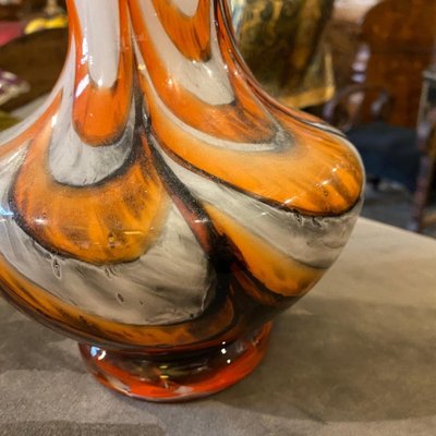 Mid-Century Modern Italian Orange and Gray Opaline Glass Vase, 1970s-NMK-1158495