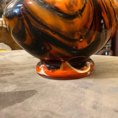 Mid-Century Modern Italian Orange and Gray Opaline Glass Vase, 1970s-NMK-1158495