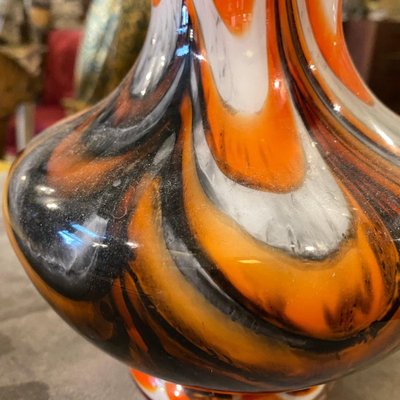 Mid-Century Modern Italian Orange and Gray Opaline Glass Vase, 1970s-NMK-1158495