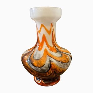 Mid-Century Modern Italian Orange and Gray Opaline Glass Vase, 1970s-NMK-1158495