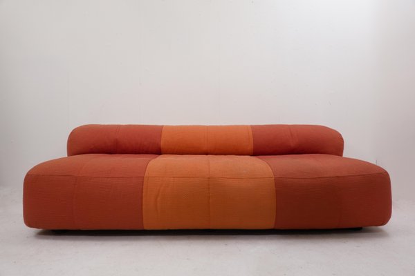 Mid-Century Modern Italian Orange Sofa with Ottoman by Arflex, 1970s, Set of 2-FGA-1325456