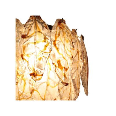 Mid-Century Modern Italian Organic White & Caramel Murano Glass Ceiling Lamp, 1960-UZ-862980