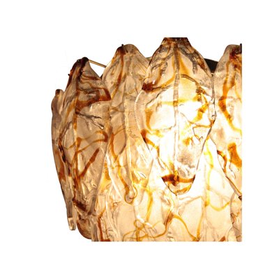 Mid-Century Modern Italian Organic White & Caramel Murano Glass Ceiling Lamp, 1960-UZ-862980