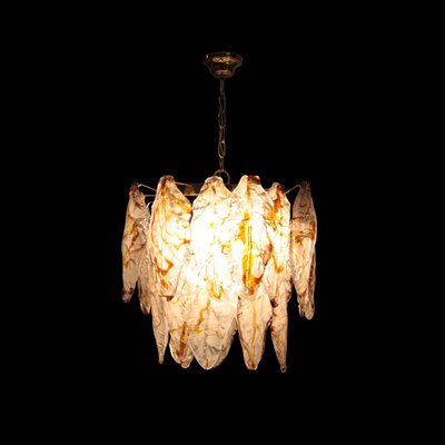 Mid-Century Modern Italian Organic White & Caramel Murano Glass Ceiling Lamp, 1960-UZ-862980